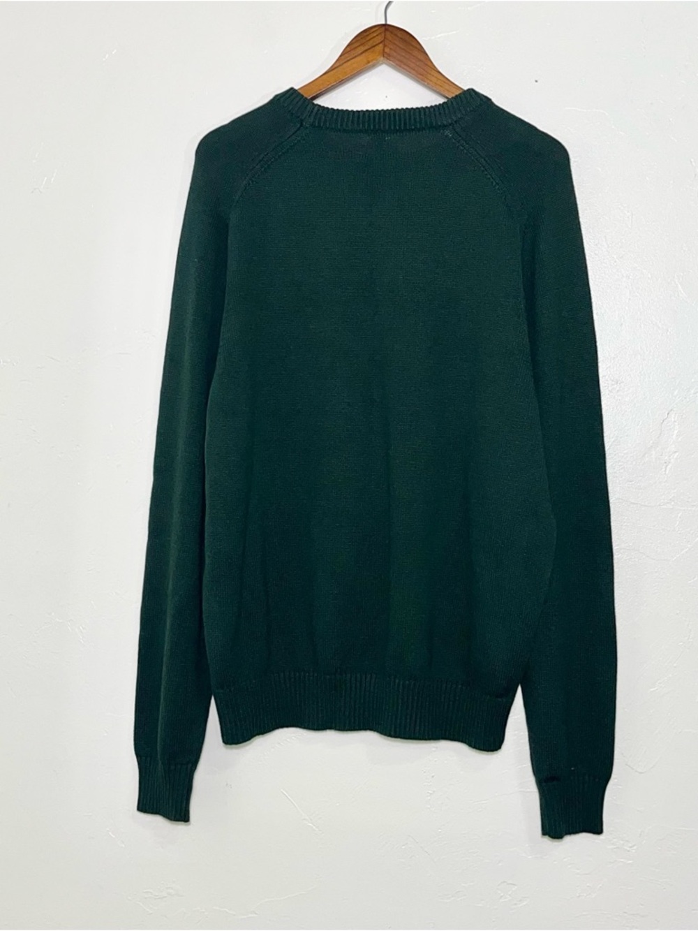 J. Crew Heritage Cotton Crewneck Sweater Men's XL Dark Forest Green Ribbed - Picture 4 of 14